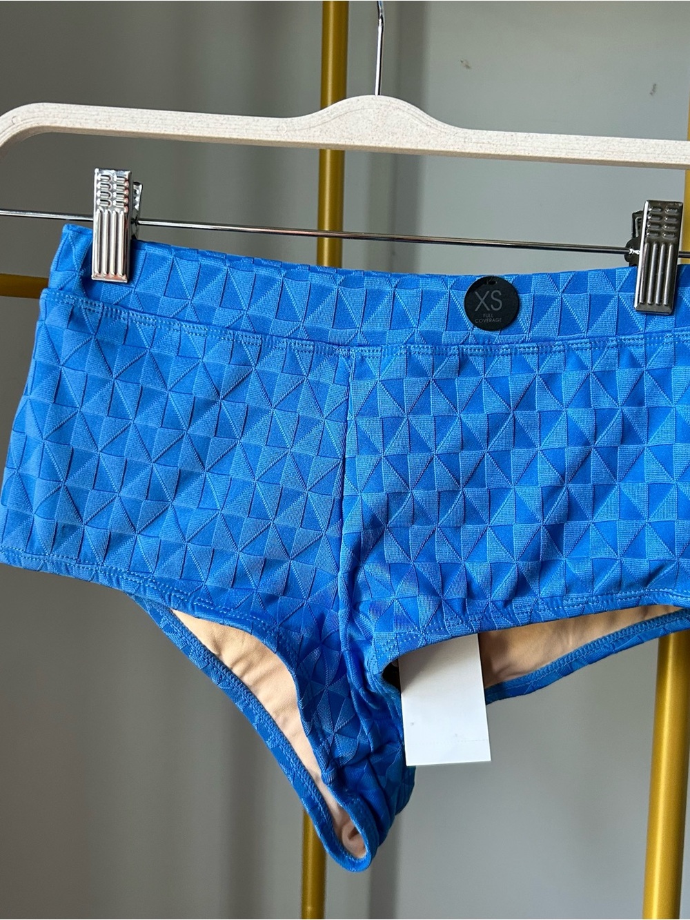 Cotton On Women’s Blue Textured Swim full coverage Boyleg bikini bottom size XS